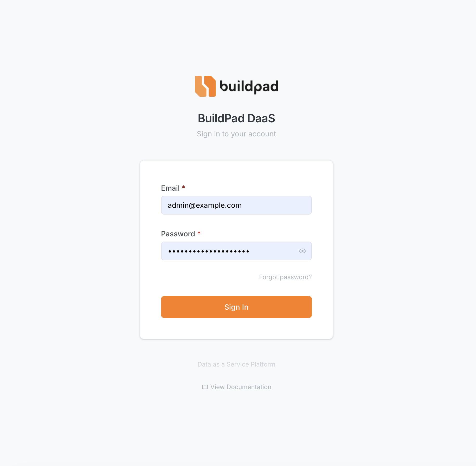 login page